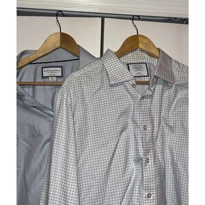 2 Charles Tyrwhitt Button-Down Non-Iron Shirt Egyptian & 100% Cotton Checkered